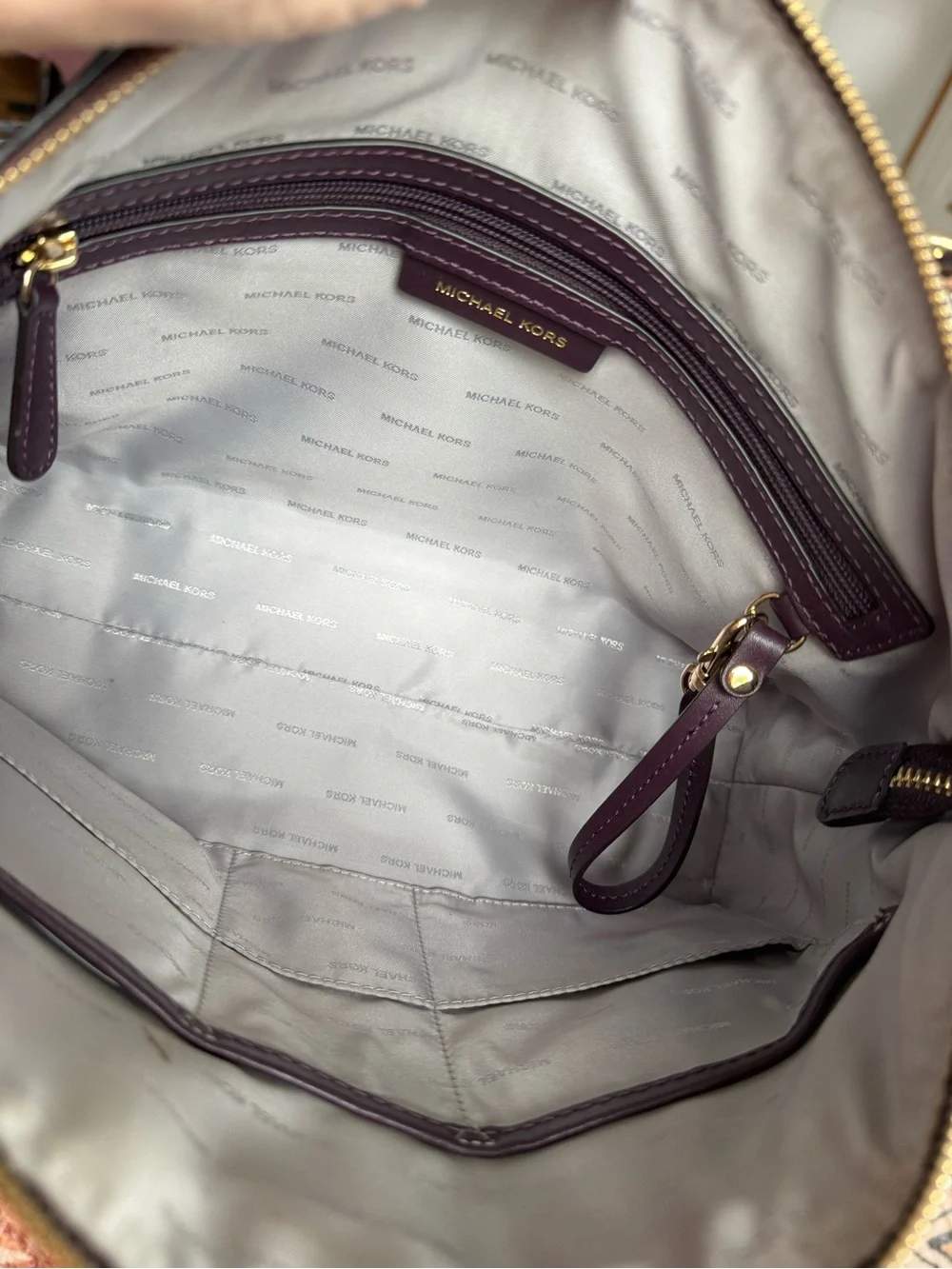 NWOT Michael Kors Sadie Plum Leather Satchel with Gold Hardware